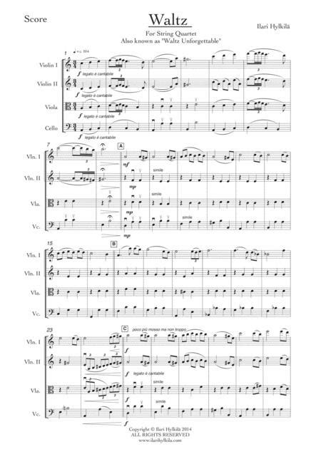 Waltz Unforgettable - For String Quartet